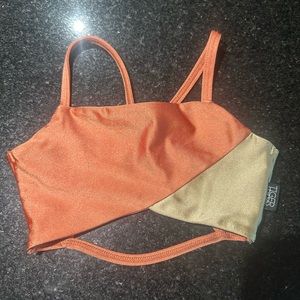 Tiger Friday Orange Gold Shimmer Bra/top